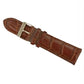 Classic Brown Padded Crocodile Leather Watch Straps size 18mm - 22mm