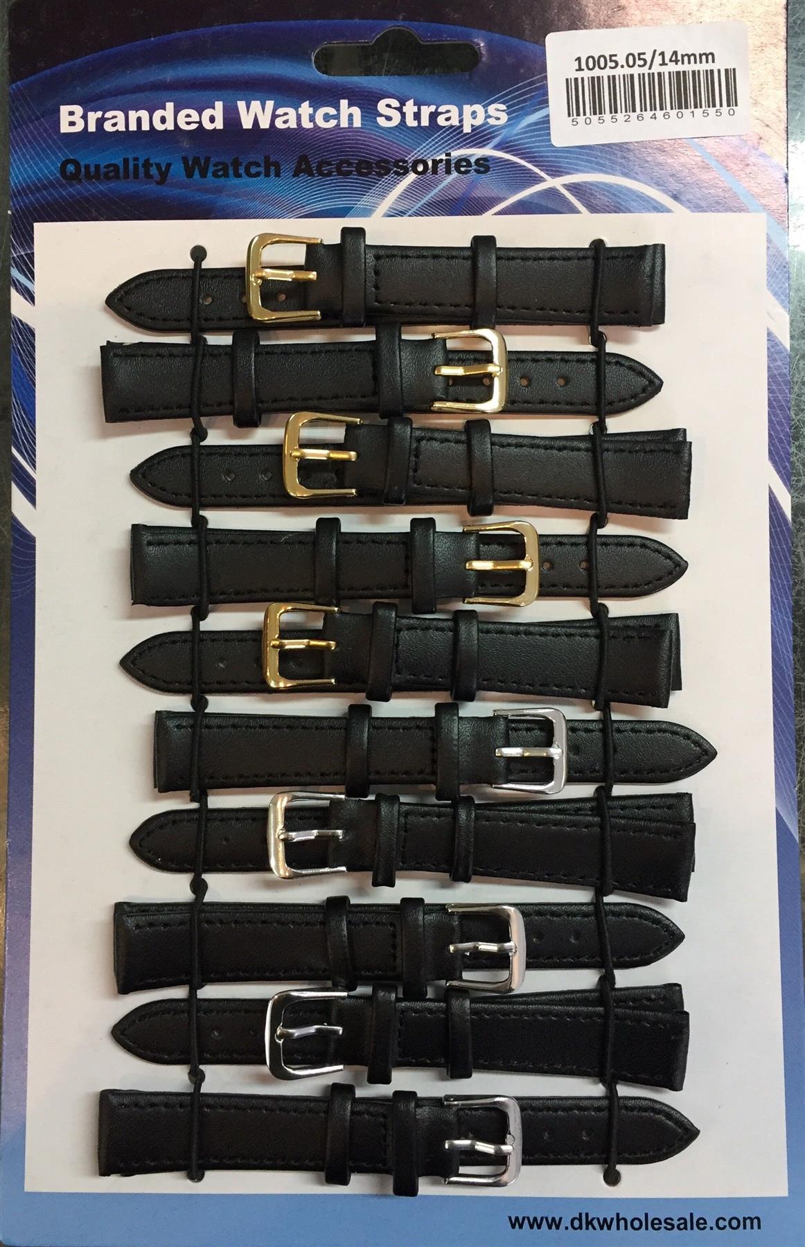 Leather Black Watch Straps Pk10 Available sizes 10mm To 24mm 1005.05