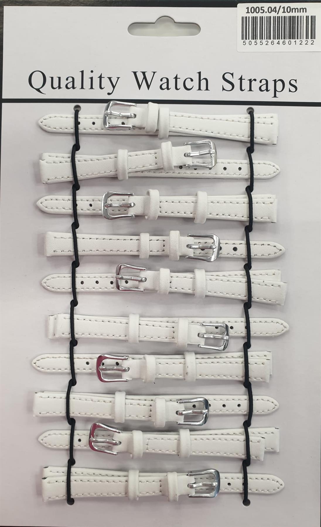 Leather White Watch Straps Pk10 Available sizes from 6mm To 24mm 1005.02