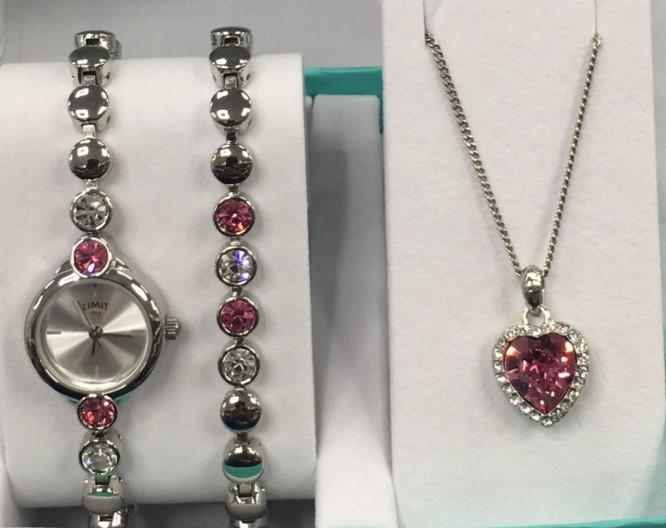 Limit Ladies Bling Fashion Bracelet Necklace and Watch Gift Set 6062G