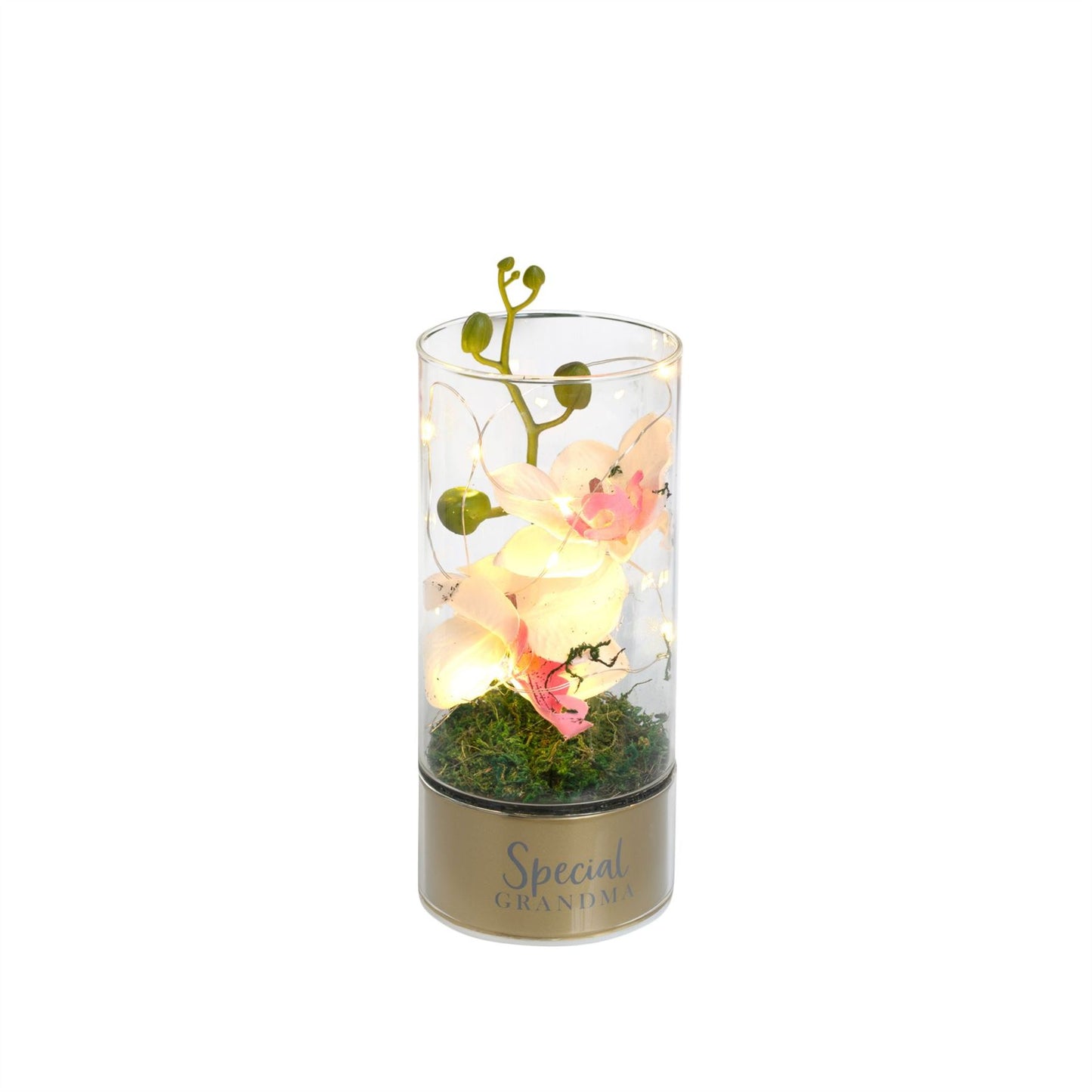 Peaches & Cream Tube Orchid Flowers & LED Light - Grandma