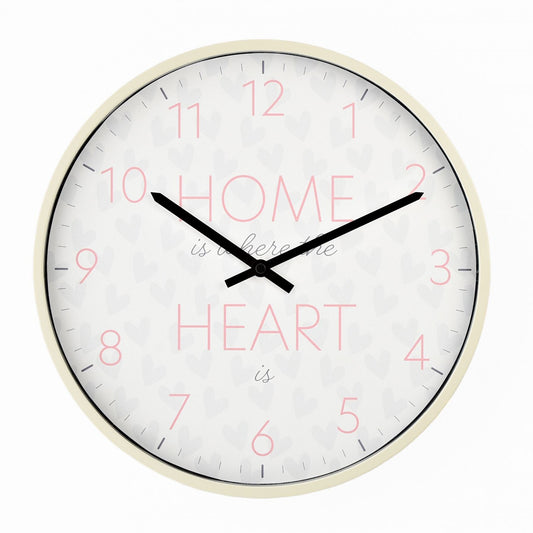 Hometime Slogan Wall Clock "Home is Where the Heart is" 30cm