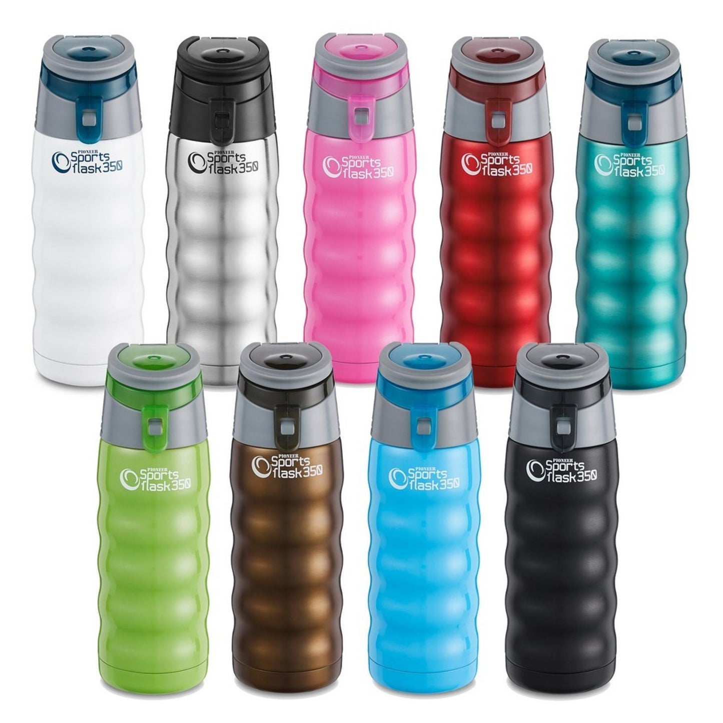 Pioneer Stainless Steel Sports Flask, Double Wall Vacuum Insulated Drinks Bottle 480 ML Assorted Colours