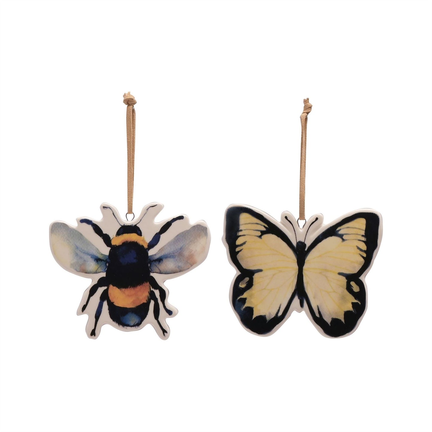 Country Living Set of 2 Insect Plaques - Bee & Butterfly