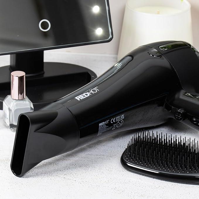 Red Hot 37019 2200W Professional Hair Dryer with Diffuser - Black