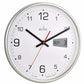 Acctim Kalendar Silver Frame with Digital Date 270mm Diameter Wall Clock 22367