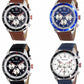 Henley Mens Multi Eye Dial Sports Large Leather Strap Watch H02219 Available Multiple Colour