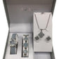 Paul Salatini Ladies Fashion Bling Dial Leather Strap Watch Bracelet, Necklace & Earrings Gift Sets 2530 Available Multiple Colour
