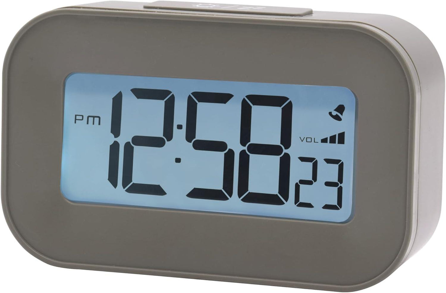 Acctim Kyle Digital Alarm Clock, LCD Digital Display with White Backlight, Snooze Function, Volume Control (Jeep Grey)
