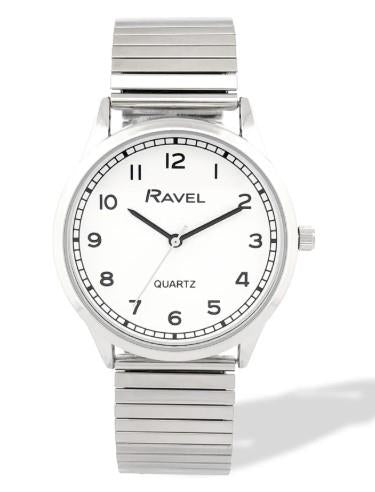 Ravel Mens Basic Easy Read Minute Track on Dial Stainless Steel Expander Bracelet Watch Available Multiple Colour