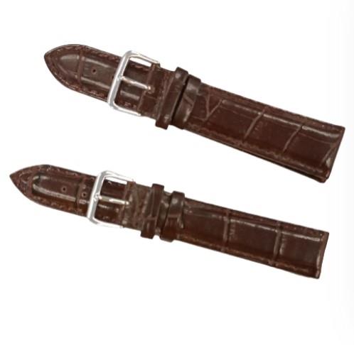 Classic Dark Brown Padded Crocodile Leather Watch Straps Available Sizes 18mm-20mm