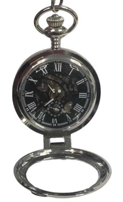 Mens & Ladies Mechanical Hand Winding Half Hunter Steampunk Silver Pocket Watch