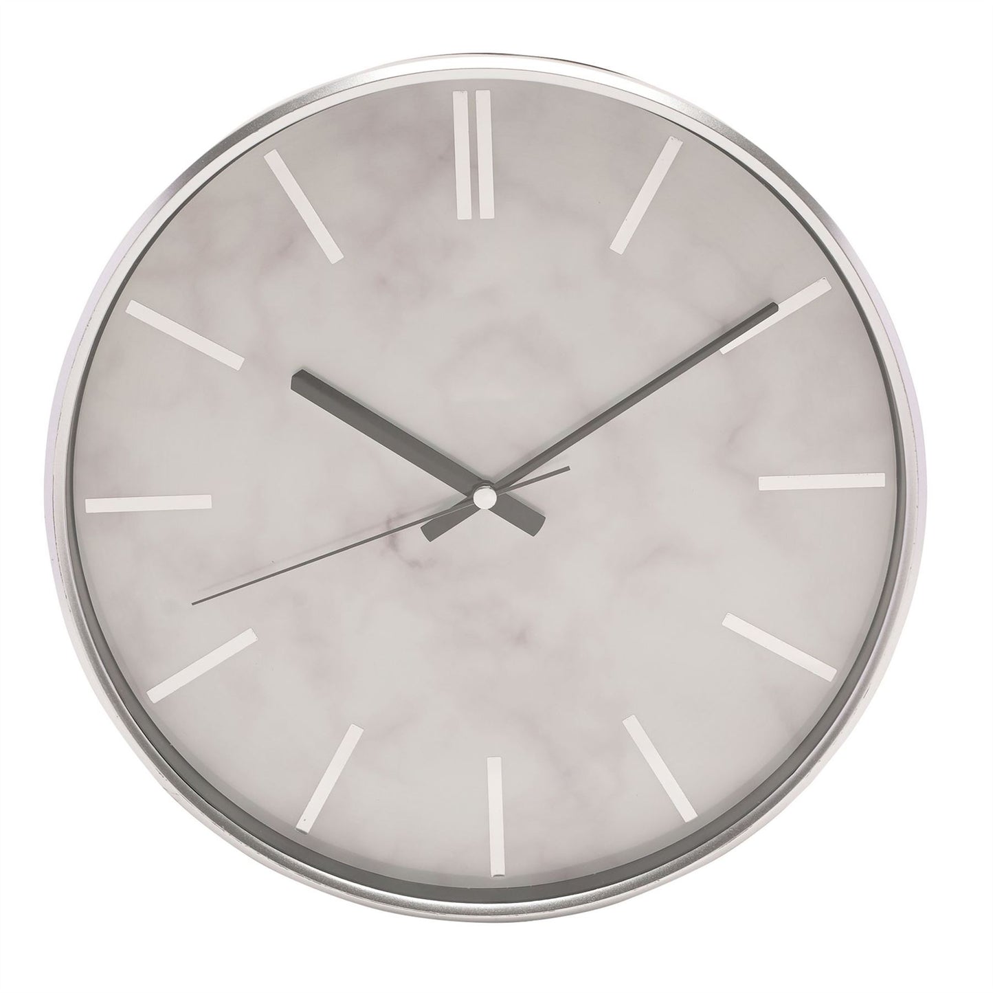 Hometime Slim Line Marble Pattern Wall Clock 31cm - Silver