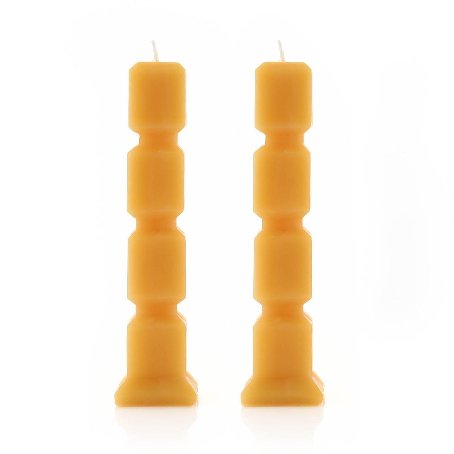 Set of 2 Cube Candles Ochre 20cm