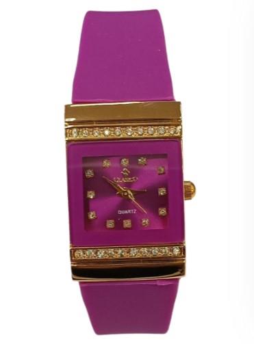 Clasico Ladies Bling Water Resistant Square Dial Rubber Strap Watch Available Multiple colour