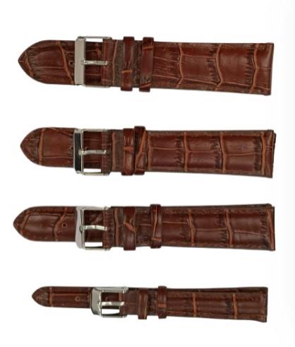 Classic Brown Padded Crocodile Leather Watch Straps size 18mm - 22mm