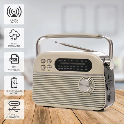 Bolero 3 Band Rechargeable Portable Radio + MusicStream