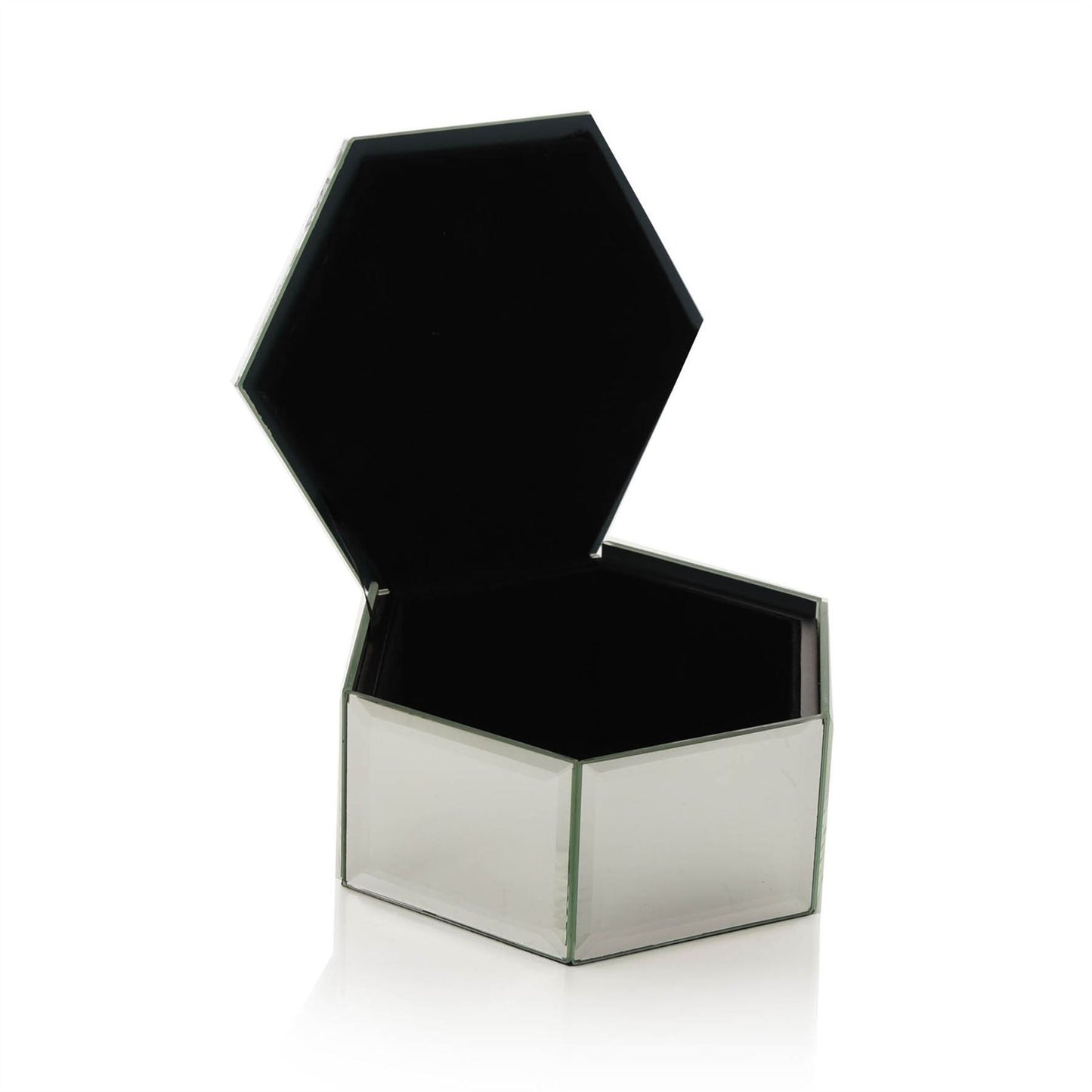 Sophia Mirrored Floral Pattern Hexagonal Trinket Box