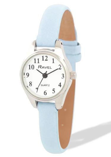 Ravel Ladies Round Petite Case Clear Numeral with Leather Strap Watch Available Multi Colour