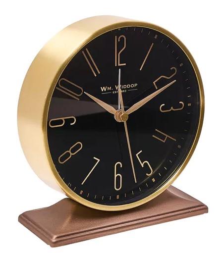 Wm.Widdop Black & Gold Mantel Alarm Clock