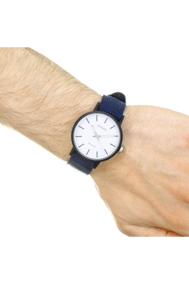 Sekonda Mens Basic White Dial Blue fabric strap Watch 1495