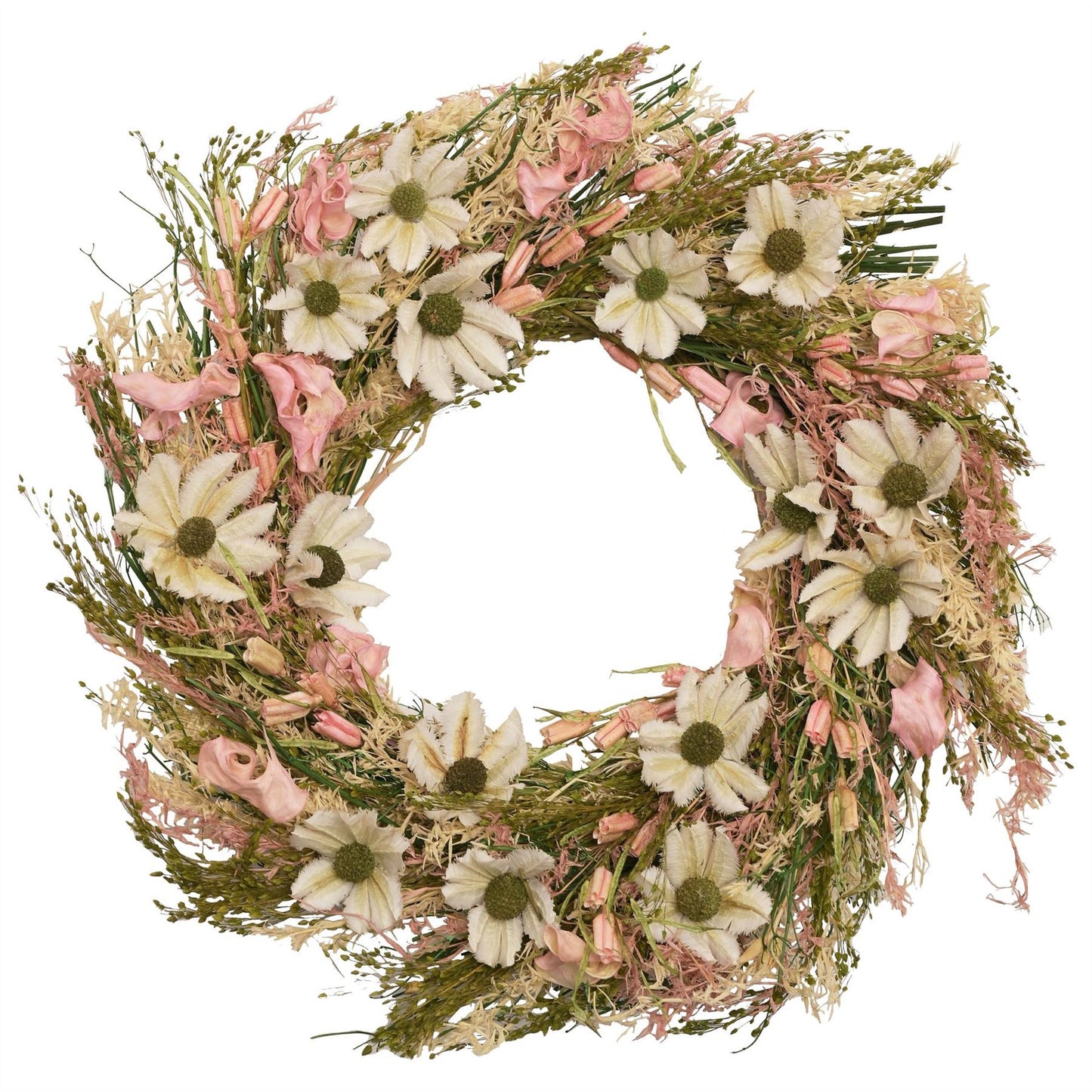 Hestia Dried Floral Wreath 25cm Pink