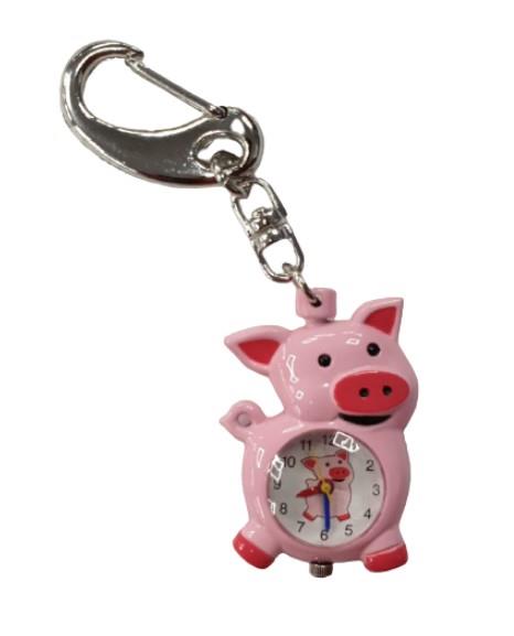 Imperial Key Chain Clock Pink Pig IMP722- CLEARANCE UNBOXED NEEDS RE-BATTERY