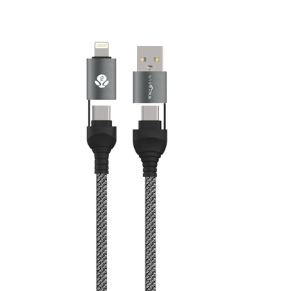 WYEFLOW 4 in 1 Aluminium Alloy Braided 60w Fast Charging Cable