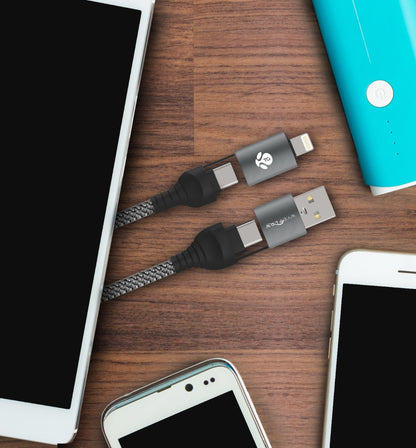 WYEFLOW 4 in 1 Aluminium Alloy Braided 60w Fast Charging Cable
