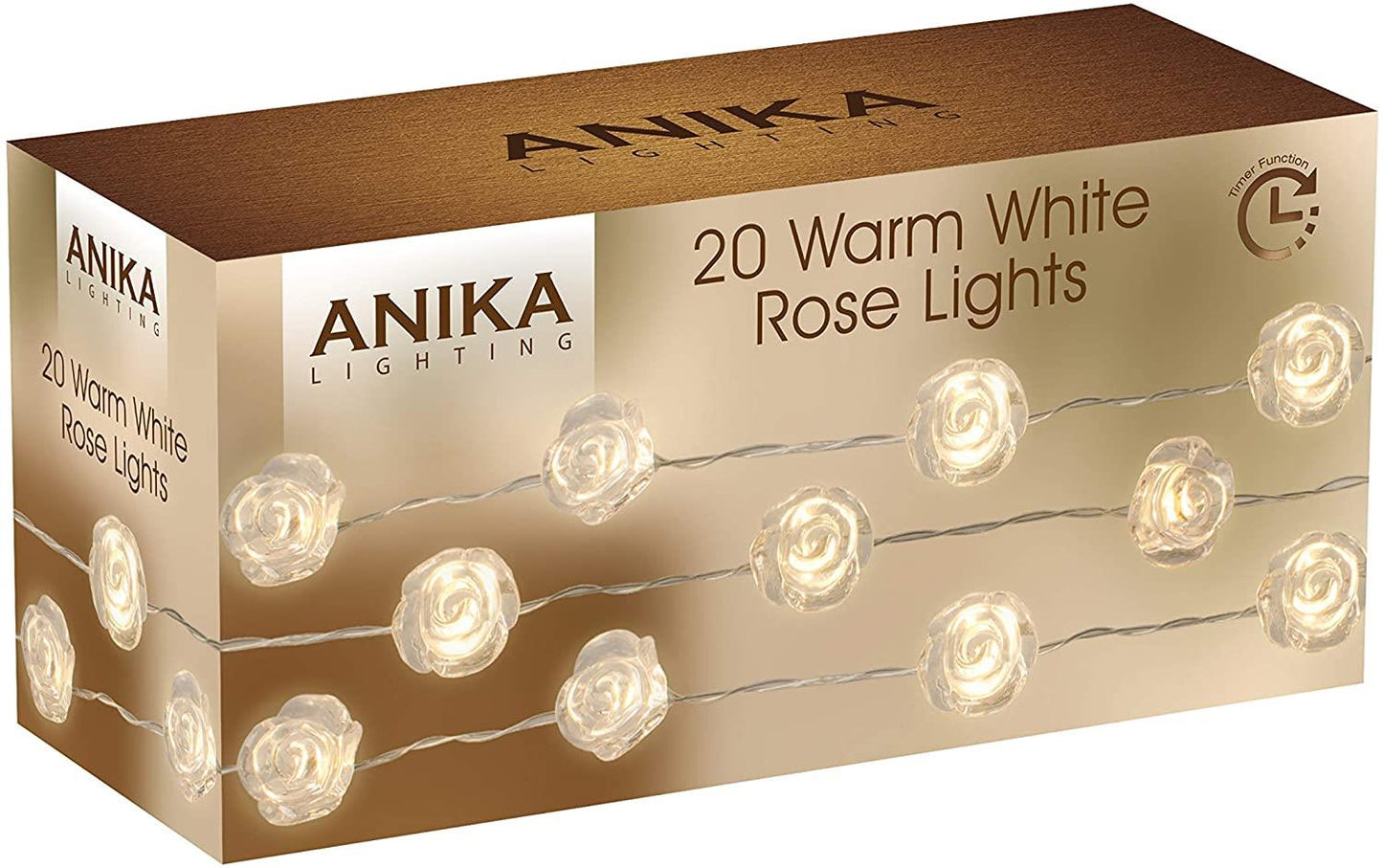 20 Warm White LED Rose Light