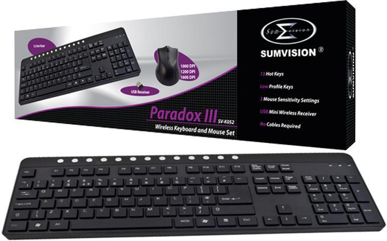 Sumvision Paradox III 2.4GHz Wireless Slim Keyboard and Optical Mouse Set