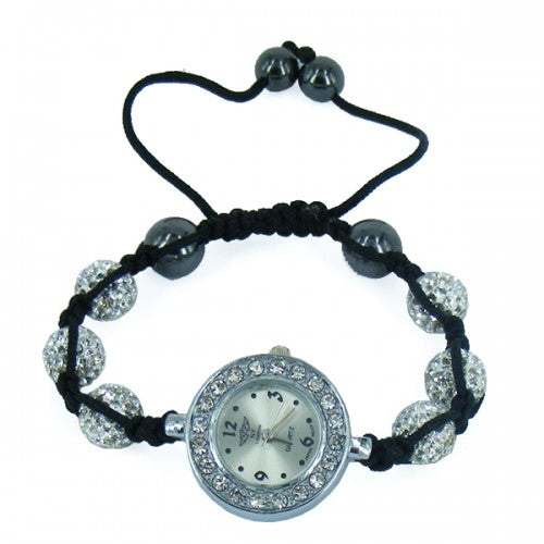 Beautiful Shamballa Type Bracelet Crystal Bling Watch  In White