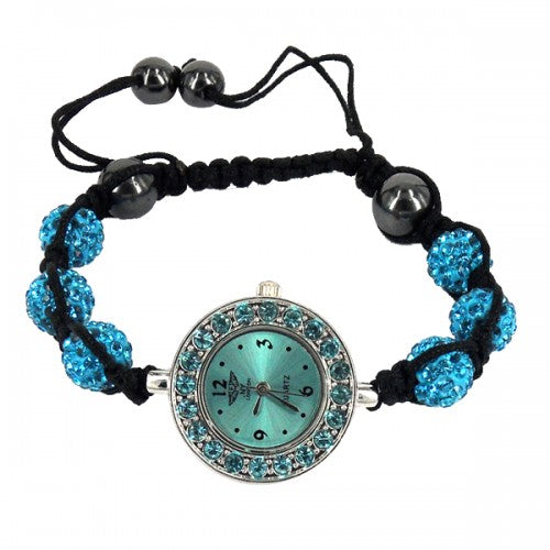 Beautiful Shamballa Bracelet Crystal Bling Watch In Torquoise