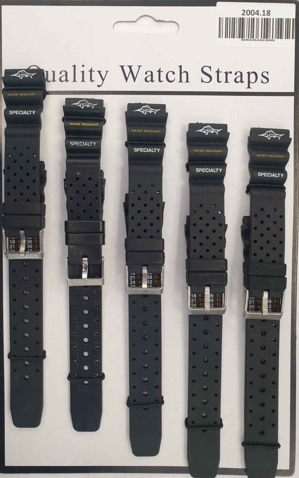 2004 5PK Black PU Watch Straps 20mm