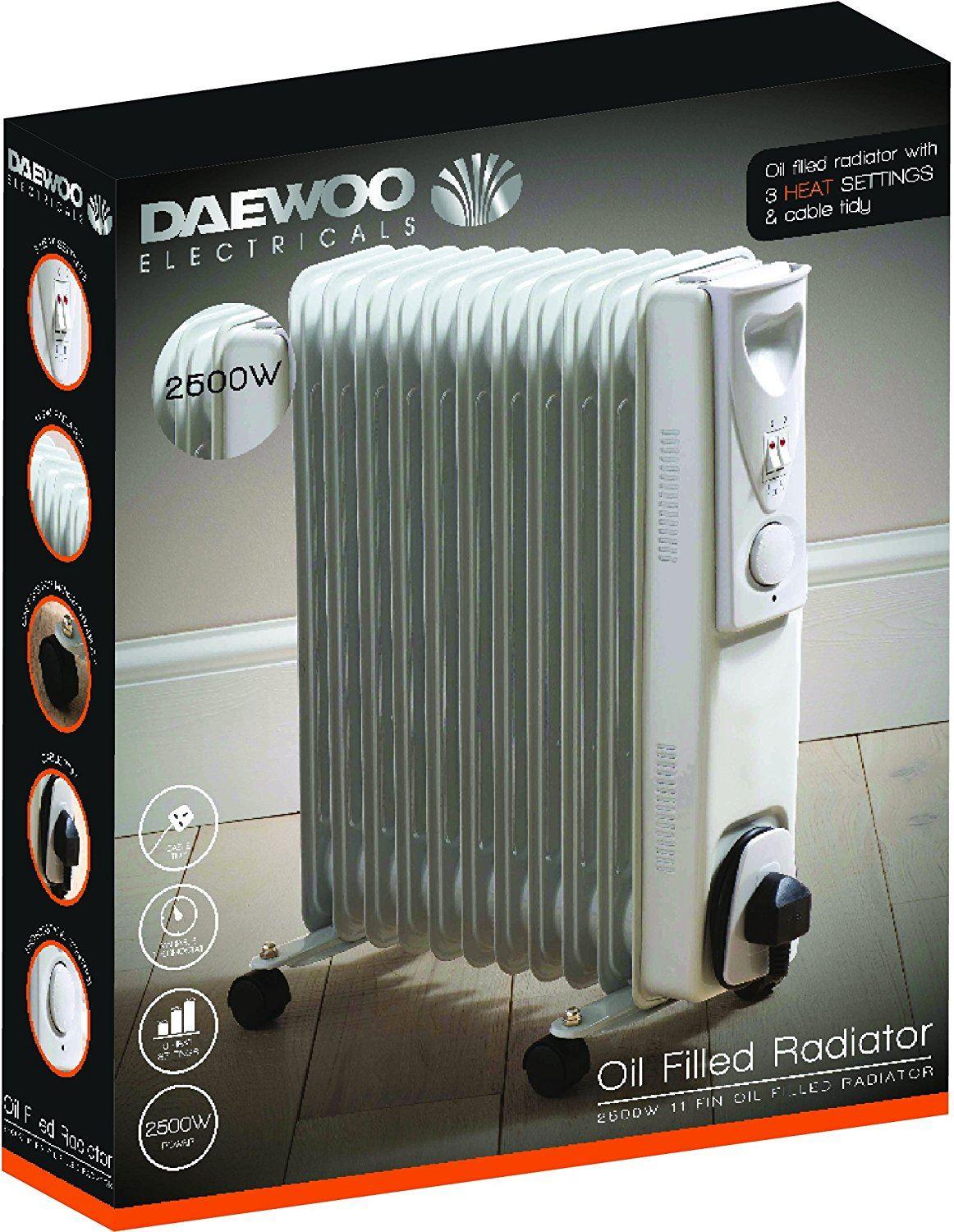 Daewoo 11 Fin 2500W Portable Oil Filled Radiator Heater