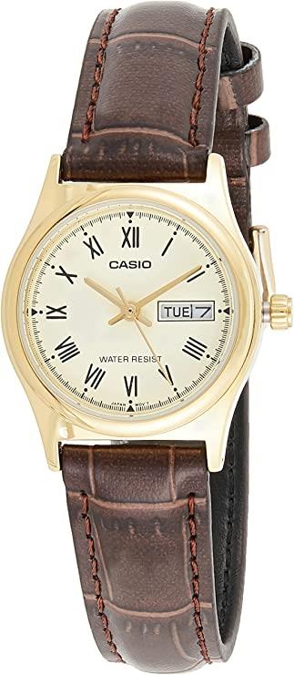 Casio Ladies Analogue Leather Strap Watch - LTP-V006GL-9BUDF