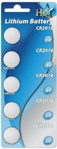 HQ CR2016 Lithium Batteries 3Volts - 5 Pack