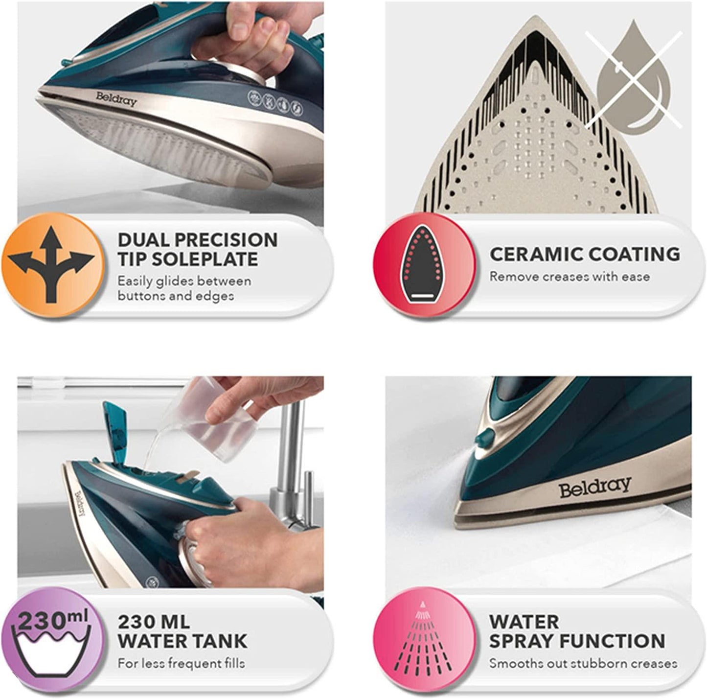 Beldray 2200W Duo Glide Steam Iron