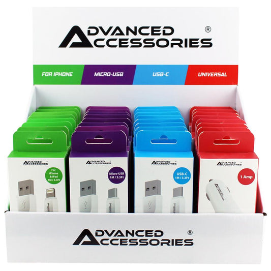 Advanced Accessories Countertop 32Pcs Chargers and Cables- CDU