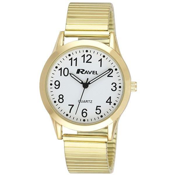 Ravel Mens Basic Bold Dial Round Analogue Expander Bracelet Watch Gold R0230g