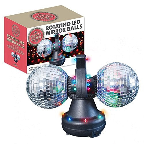 Global Gizmos 4-inch Twin LED Disco Mirror Balls 48570