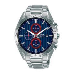 Lorus Mens Sports Chronograph Quartz Blue Dial Bracelet Watch RM307HX9