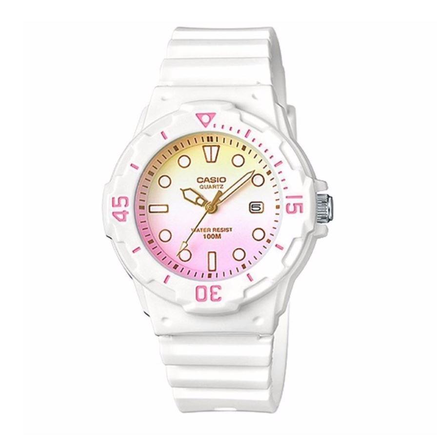 Casio Children's Analogue Pink White Face Resin Strap Watch - LRW-200H-4EVDR