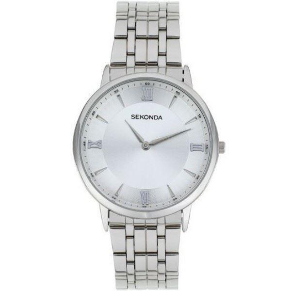 Sekonda Mens Stainless Steel & Silver Sunray Dial Dress Watch 1196