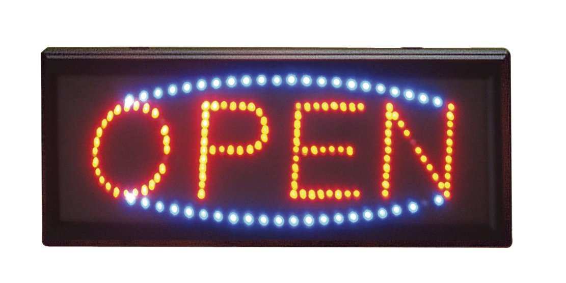 Large Red/Blue Illuminated LED Open Sign With Hanging Kit