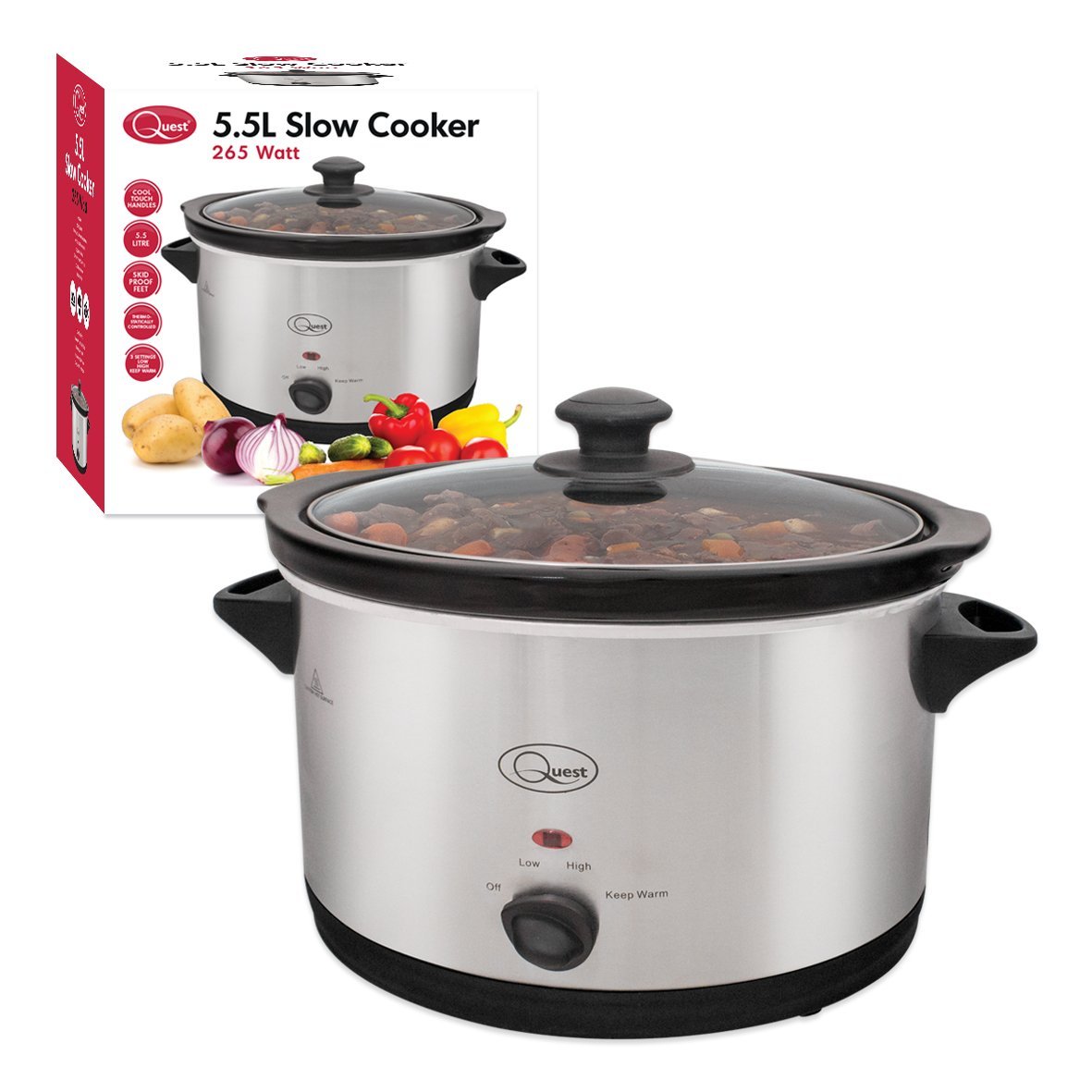 Quest Stainless Steel 5 Ltr Slow Cooker - 320w 35280 – DK Wholesale Ltd