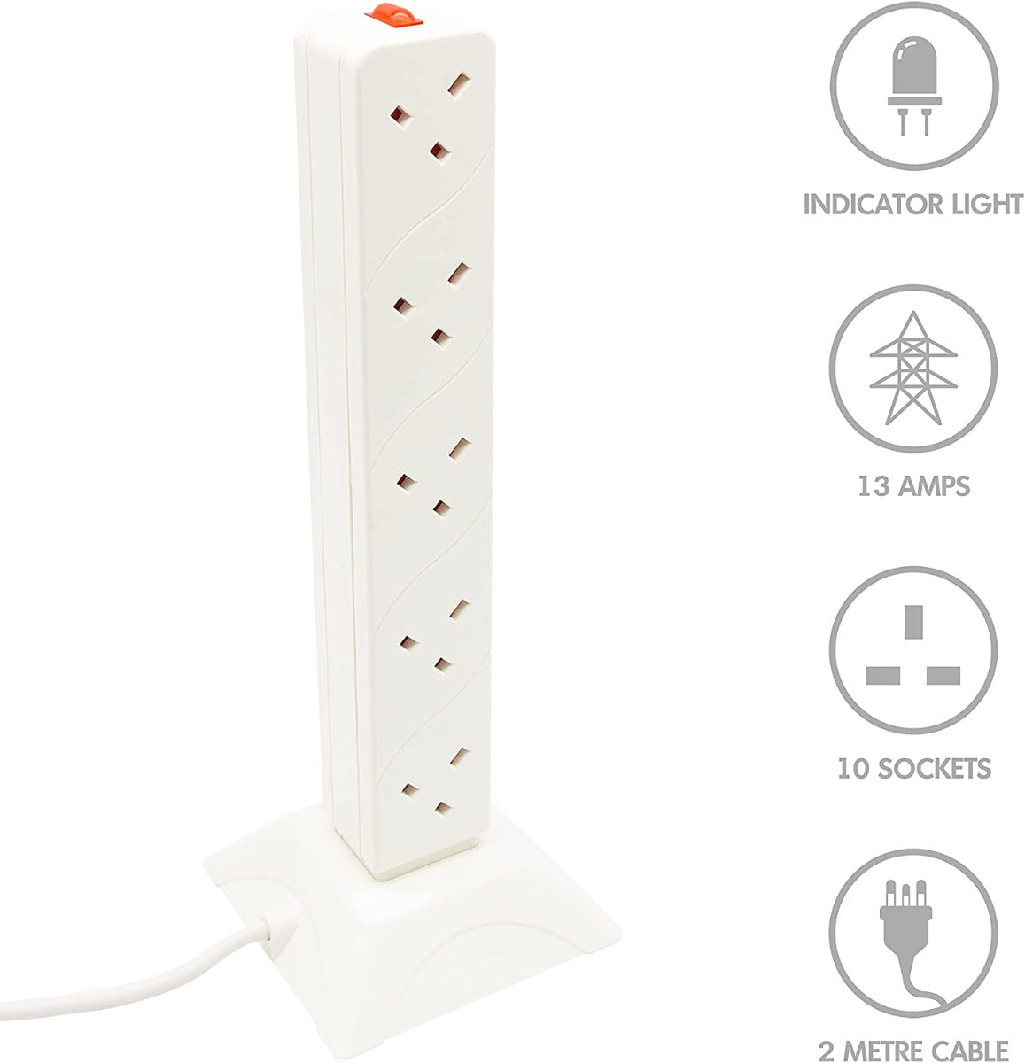 Benross 10-Way Extension Tower Socket with 2 Metre Cable- 45150