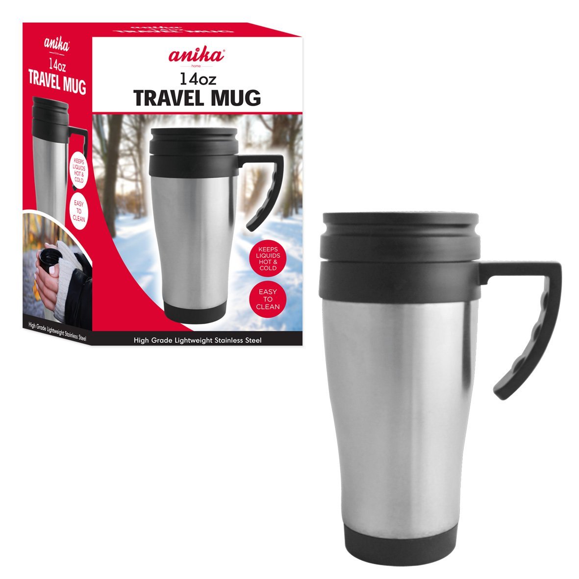 Anika 14 oz Stainless Steel Travel Mug for warm tea coffee