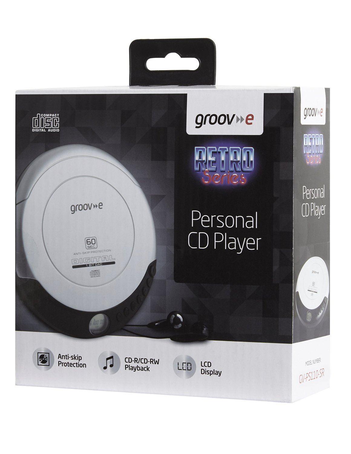 Groov-e GVPS110 Retro Series Personal CD Player with Earphones - Silver