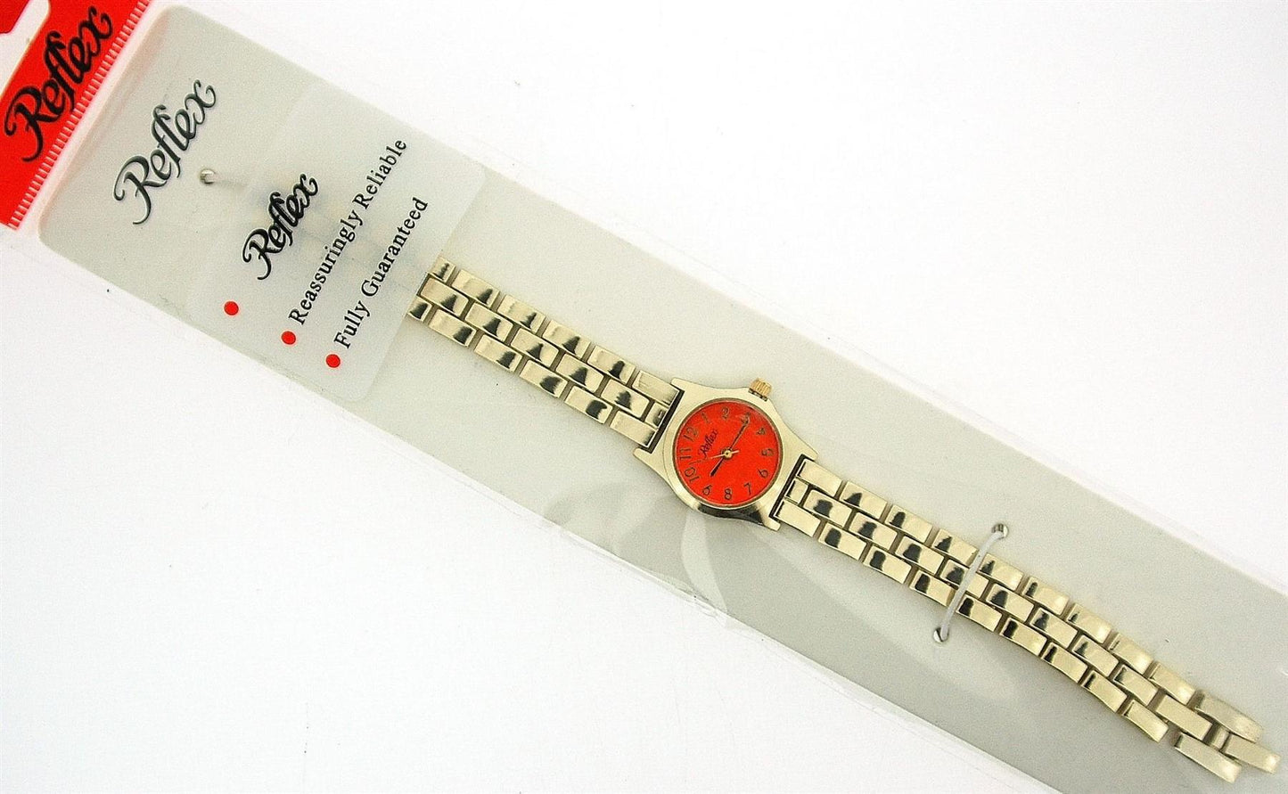 Reflex Ladies Metal Analogue Orange Dial Yellow Tone Metal Bracelet Strap Watch LB109 - Needs Battery.